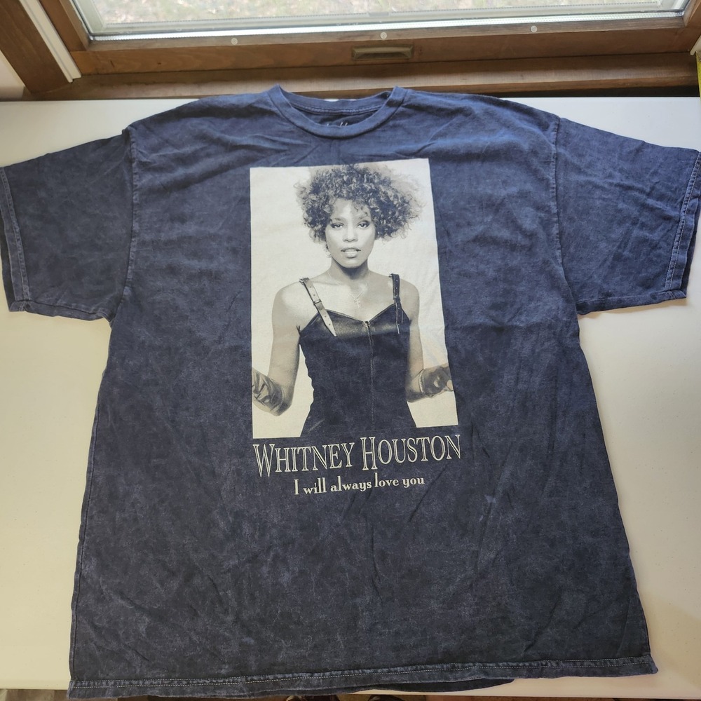 Whitney Houston I Will Always Love You Graphic oversize Acid Wash T-Shirt Large